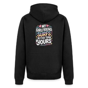 Surfer Ma copine surfe mieux que la tienne Surf - Veste à capuche bio Premium Unisexe - noir - Dos - Nico (187cm)