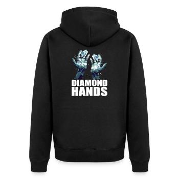 Diamond Hands Trading - Unisex Premium Organic Zip Hoodie - black - Back - Nico (187cm)