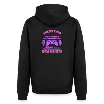 Only Child Complete - Loading Big Sister 2026 - Unisex Premium Organic Zip Hoodie - black - Back - Nico (187cm)