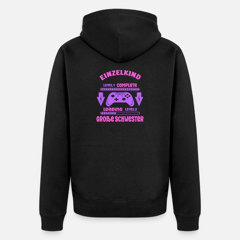 Einzelkind Complete - Loading Große Schwester 2026 - Unisex Premium Bio Zip Hoodie - Schwarz
