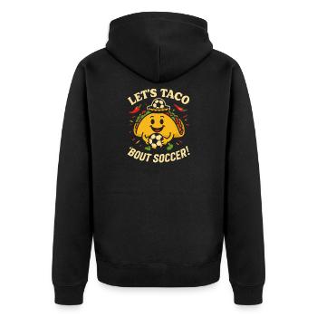 Let's talk about football - Unisex Premium Organic Zip Hoodie - black - Back - Nico (187cm)