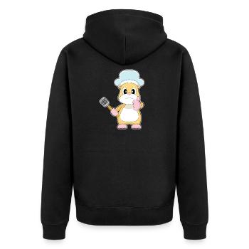 Hamster Koch Pfannenwender Kochen - Unisex Premium Bio Zip Hoodie - Schwarz - Hinten - Nico (187cm)