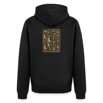 Hiéroglyphes égyptiens Pyramide d'Égypte - Veste à capuche bio Premium Unisexe - noir - Dos - Nico (187cm)