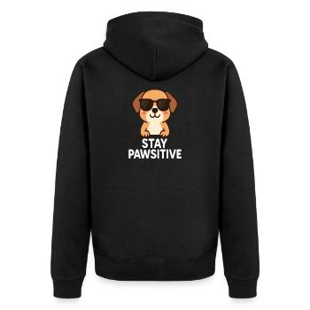 Cute dog with sunglasses and fun font - Unisex Premium Organic Zip Hoodie - black - Back - Nico (187cm)
