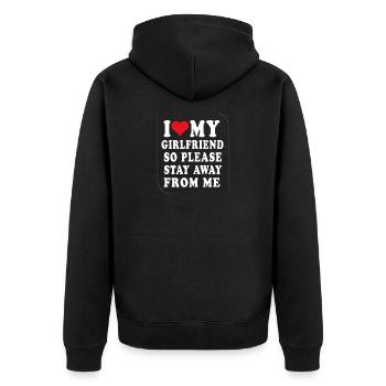 J’aime ma copine alors s’il te plaît, reste loin de moi - Veste à capuche bio Premium Unisexe - noir - Dos - Nico (187cm)