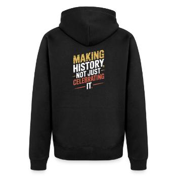  Making History Not Just Celebrating It Hispanic - Unisex Premium Bio Zip Hoodie - Schwarz - Hinten - Nico (187cm)