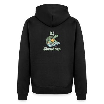 DJ Slowdrop Turtle At the Mixer Rave Vibes - Unisex Premium Organic Zip Hoodie - black - Back - Nico (187cm)