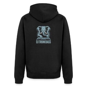 DJ Trunkbass Elephant at the mixer bass - Unisex Premium Organic Zip Hoodie - black - Back - Nico (187cm)