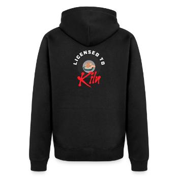Keramik Leidenschaft: Licensed To Kiln - Unisex Premium Bio Zip Hoodie - Schwarz - Hinten - Nico (187cm)