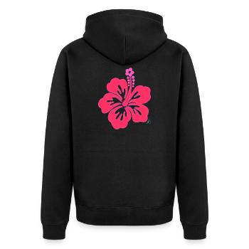 Bright Pink Tropical Hibiscus Flower - Unisex Premium Organic Zip Hoodie - black - Back - Nico (187cm)