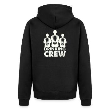 drinking_crew_01- - Unisex Premium Bio Zip Hoodie - Schwarz - Hinten - Nico (187cm)