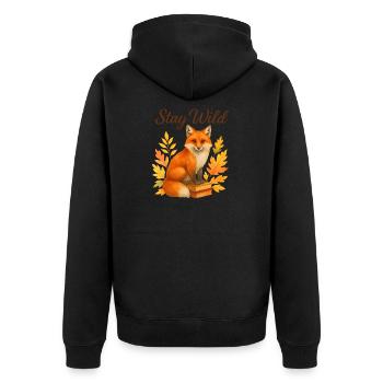 Stay Wild – Autumnal Fox - Unisex Premium Organic Zip Hoodie - black - Back - Nico (187cm)