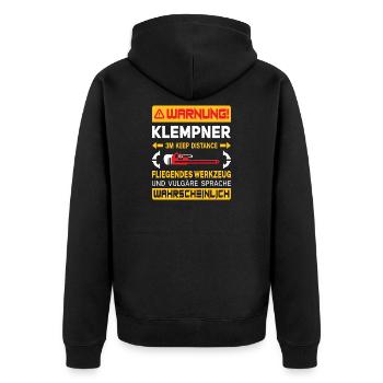 Heating Engineer Heating Construction Plumber Plumber - Unisex Premium Organic Zip Hoodie - black - Back - Nico (187cm)