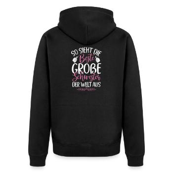 Big Sister Rainbow Family New Daughter - Unisex Premium Organic Zip Hoodie - black - Back - Nico (187cm)