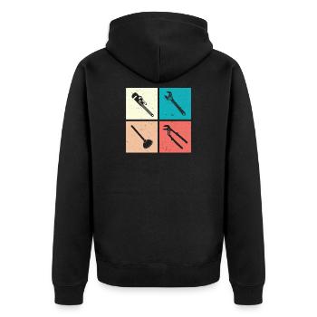 Heating Engineer Heating Construction Plumber Plumber - Unisex Premium Organic Zip Hoodie - black - Back - Nico (187cm)