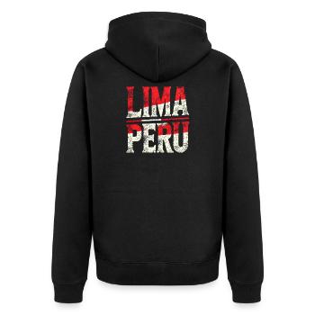 Lima Peru Retro Lettering - Unisex Premium Organic Zip Hoodie - black - Back - Nico (187cm)