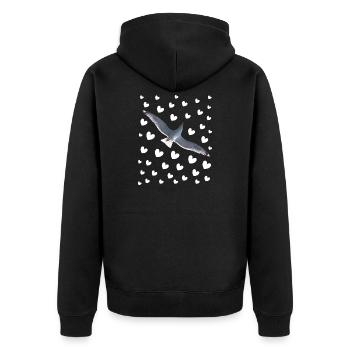 Möwe mit Herzen Möwenflug mit Herzmuster - Unisex Premium Bio Zip Hoodie - Schwarz - Hinten - Nico (187cm)