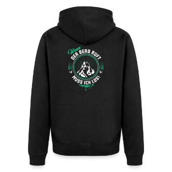 Wenn der Berg ruft - Wander Bergsteiger Spruch - Unisex Premium Bio Zip Hoodie - Schwarz - Hinten - Nico (187cm)
