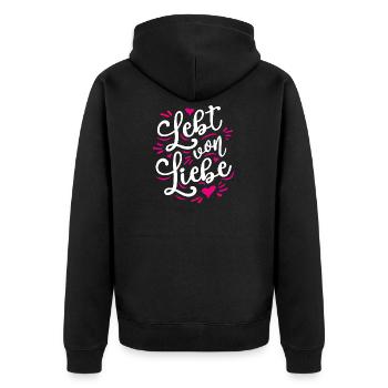 Liebevoll Romantisch Positive Emotionen Herzlich - Unisex Premium Bio Zip Hoodie - Schwarz - Hinten - Nico (187cm)