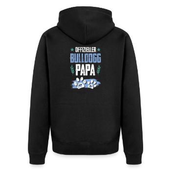 bulldog hunde papa - Unisex Premium Bio Zip Hoodie - Schwarz - Hinten - Nico (187cm)