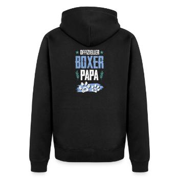boxer hunde papa - Unisex Premium Bio Zip Hoodie - Schwarz - Hinten - Nico (187cm)