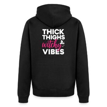 Witchy Vibes Magischer Hexen Style - Unisex Premium Bio Zip Hoodie - Schwarz - Hinten - Nico (187cm)