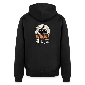 Witches With Hitches Camper Hiker Halloween - Unisex Premium Bio Zip Hoodie - Schwarz - Hinten - Nico (187cm)