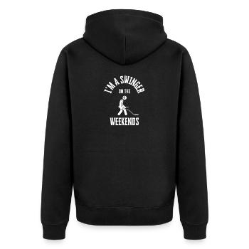 Schaukeln am Wochenende Mütze - Unisex Premium Bio Zip Hoodie - Schwarz - Hinten - Nico (187cm)