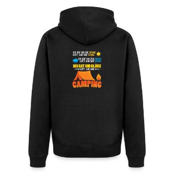 Camper Camping Wohnwagen Spruch - Unisex Premium Bio Zip Hoodie - Schwarz - Hinten - Nico (187cm)