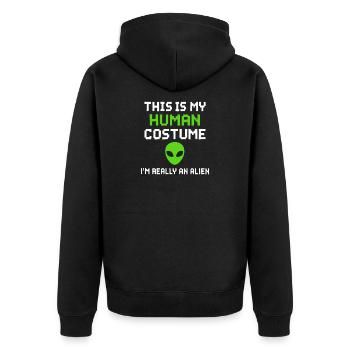 Alien Humour Costume Statement - Unisex Premium Organic Zip Hoodie - black - Back - Nico (187cm)