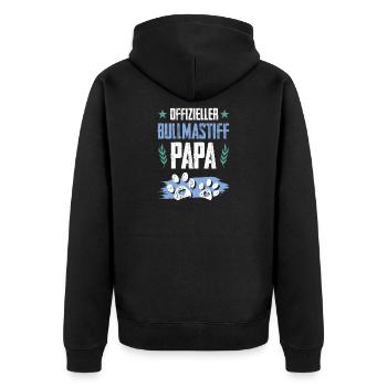 bullmastiff hunde papa - Unisex Premium Bio Zip Hoodie - Schwarz - Hinten - Nico (187cm)