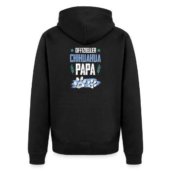 chihuahua hunde papa - Unisex Premium Bio Zip Hoodie - Schwarz - Hinten - Nico (187cm)