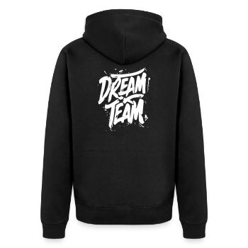 Dream Team - Unisex Premium Bio Zip Hoodie - Schwarz - Hinten - Nico (187cm)