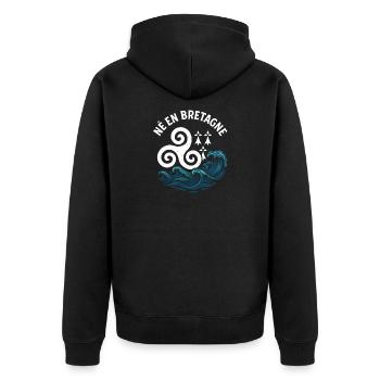 Born in Brittany Triskel Breton identity - Unisex Premium Organic Zip Hoodie - black - Back - Nico (187cm)