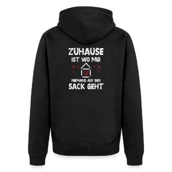 Erste Wohnung wohnen Einweihung - Unisex Premium Bio Zip Hoodie - Schwarz - Hinten - Nico (187cm)