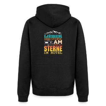 Camper Camping Caravan Saying - Unisex Premium Organic Zip Hoodie - black - Back - Nico (187cm)