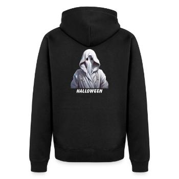 GEIST HALLOWEEN - Unisex Premium Bio Zip Hoodie - Schwarz - Hinten - Nico (187cm)