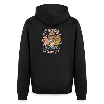 Verrückte Pudeldame - Unisex Premium Bio Zip Hoodie - Schwarz - Hinten - Nico (187cm)