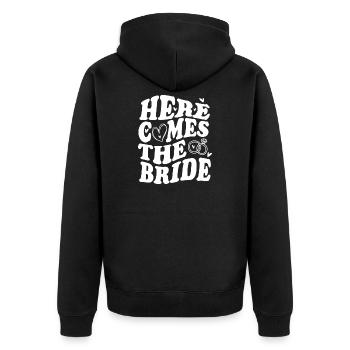 Here Comes The Bride – Déclaration de mariage - Veste à capuche bio Premium Unisexe - noir - Dos - Nico (187cm)