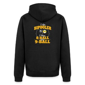 Ich bin Bipooler 8-Ball 9-Ball Billard Queue Spiel - Unisex Premium Bio Zip Hoodie - Schwarz - Hinten - Nico (187cm)