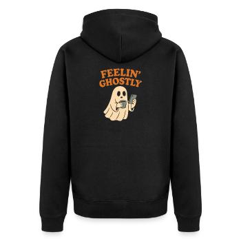 Felling Ghostly Design with Smartphone - Unisex Premium Organic Zip Hoodie - black - Back - Nico (187cm)
