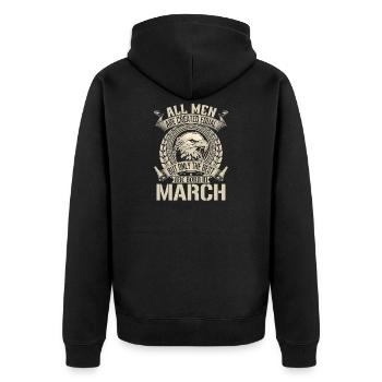 Eagle March Pride Emblem - Unisex Premium Organic Zip Hoodie - black - Back - Nico (187cm)