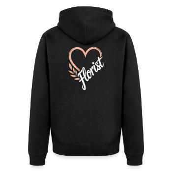 Fleuriste de conception de coeur floral - Veste à capuche bio Premium Unisexe - noir - Dos - Nico (187cm)