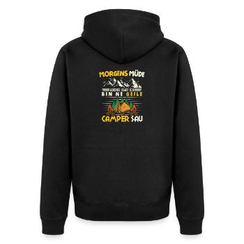 Camper Camping Caravan Saying - Unisex Premium Organic Zip Hoodie - black - Back - Nico (187cm)