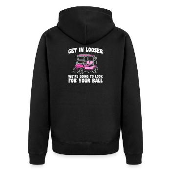 Get in looser golfer golf golf - Unisex Premium Organic Zip Hoodie - black - Back - Nico (187cm)