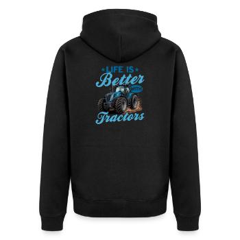 Tractor Kids Farm Lifestyle - Unisex Premium Bio Zip Hoodie - Schwarz - Hinten - Nico (187cm)