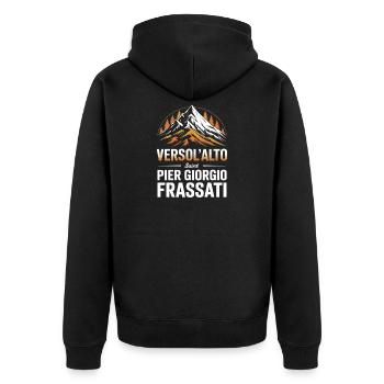 Verso L Alto Saint Pier Giorgio Frassati - Unisex Premium Bio Zip Hoodie - Schwarz - Hinten - Nico (187cm)