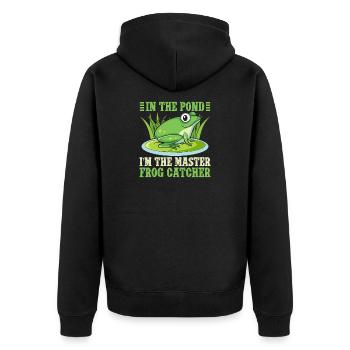 Frog Catcher In The Pond Master Catcher Frog - Unisex Premium Bio Zip Hoodie - Schwarz - Hinten - Nico (187cm)