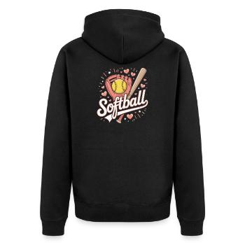 Softball - Unisex Premium Bio Zip Hoodie - Schwarz - Hinten - Nico (187cm)