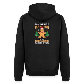 Weihnachtsoutfit Plätzchen Backen Weihnachten Xmas - Unisex Premium Bio Zip Hoodie - Schwarz - Hinten - Nico (187cm)